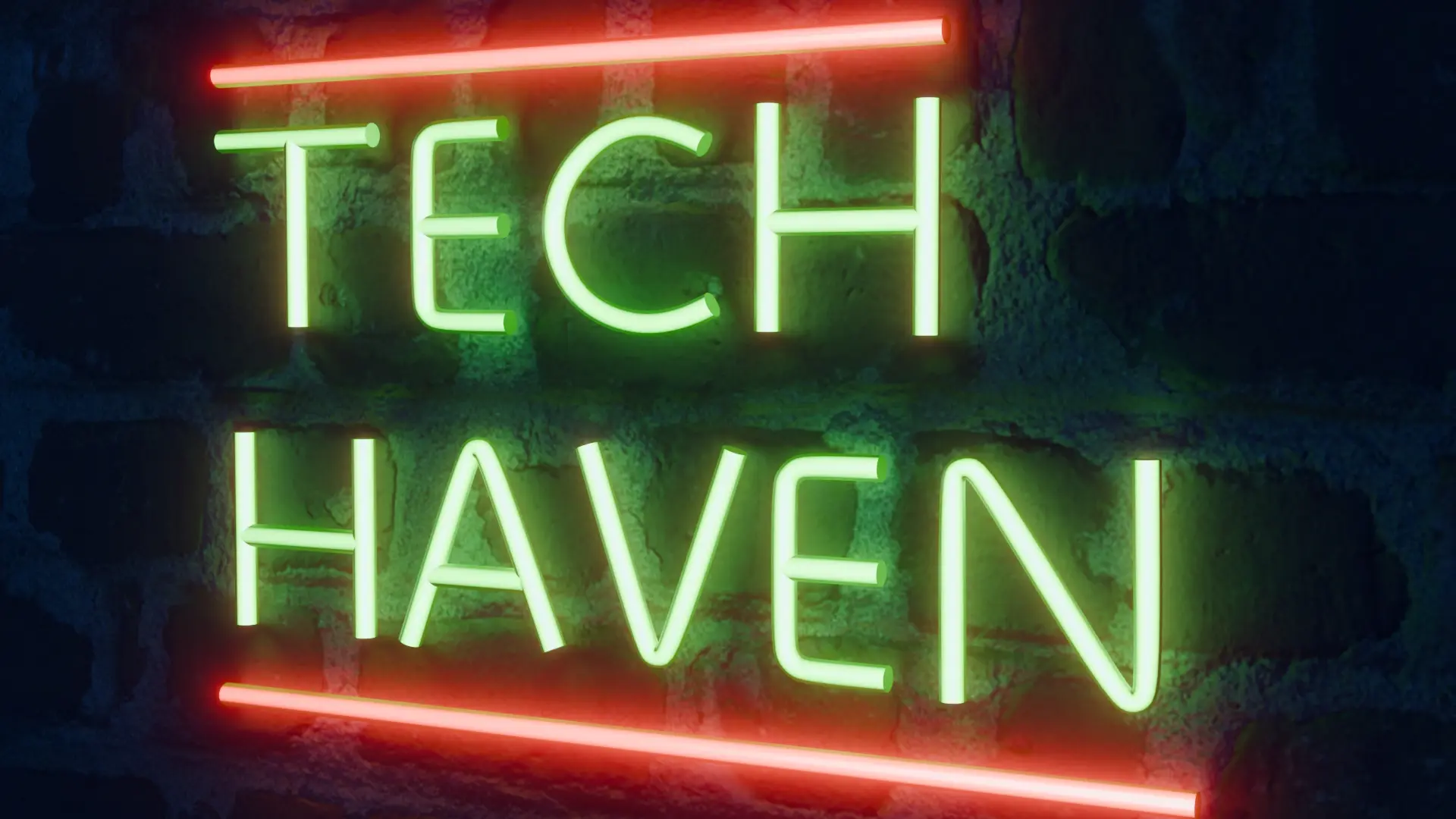 Tech Haven neon sign